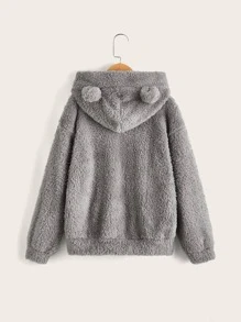 SHEIN Tween Boy Drop Shoulder 3D Patched Teddy Sweatshirt - Grey - View 2