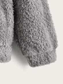 SHEIN Tween Boy Drop Shoulder 3D Patched Teddy Sweatshirt - Grey - View 4