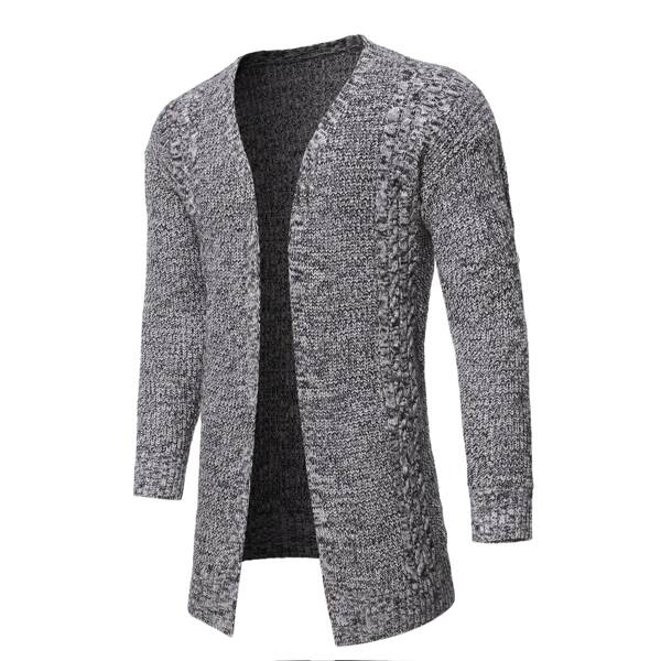 

Men Space Dye Drop Shoulder Open Front Cardigan, Grey