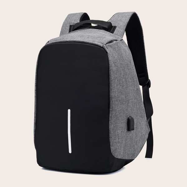 

Two Tone Phone Pocket Classic Backpack, Black