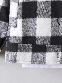小男童雙色格子前排扣翻蓋細節花呢外套無連帽衫 - 黑與白 - 查看 3