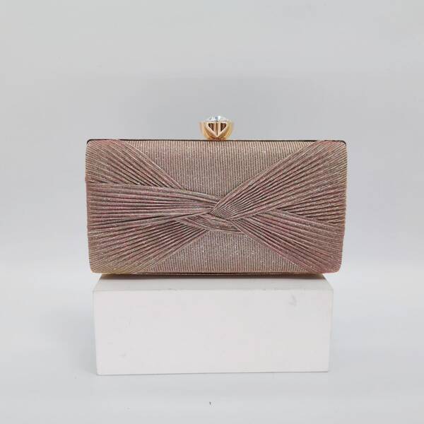 

Metallic Wrap Detail Box Bag, Rose gold