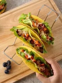 1pc Stainless Steel Taco Holder Rack, Minimalist Stainless Steel Food Holder For Kitchen - Silver - View 2