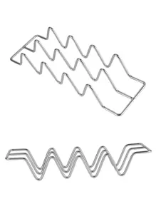 1pc Stainless Steel Taco Holder Rack, Minimalist Stainless Steel Food Holder For Kitchen - Silver - View 3