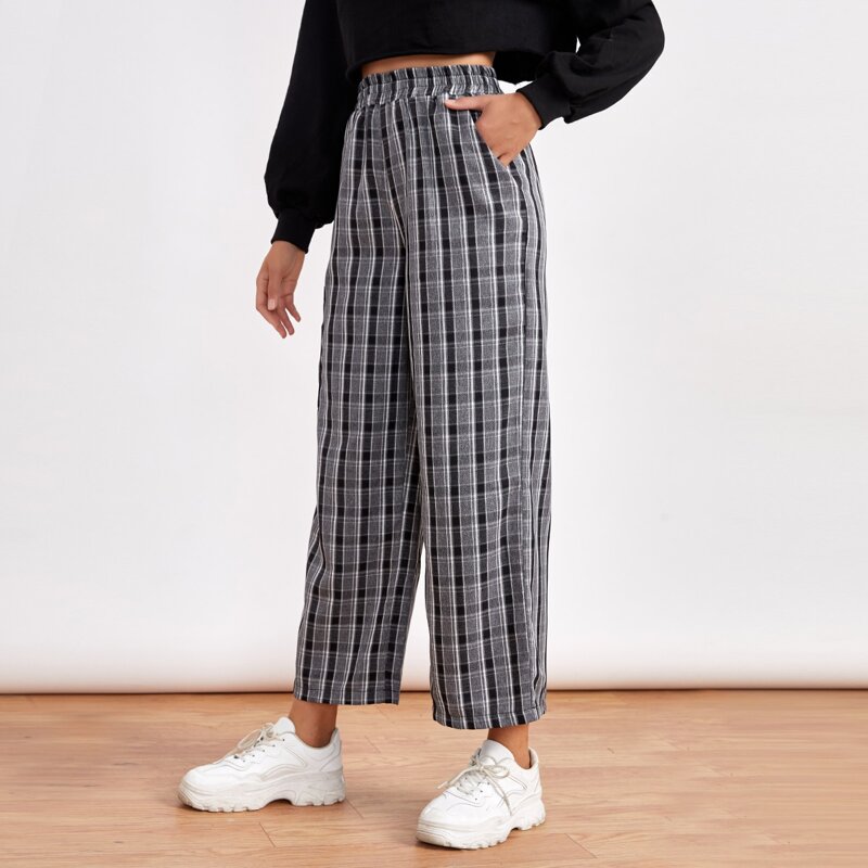 

Plaid Straight Leg Pants, Multicolor