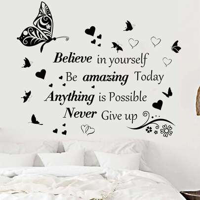 1 miếng dán tường tự dính, miếng dán tường chống thấm nước hình bướm và trái tim dùng cho phòng ngủ, trang trí phòng khách, miếng dán, miếng dán tường, miếng dán vinyl dùng để trang trí nhà cửa, vật dụng trang trí mùa xuân làm mới ngôi nhà của bạn, miếng dán trang trí lễ hội quà tặng sinh nhật tốt nghiệp