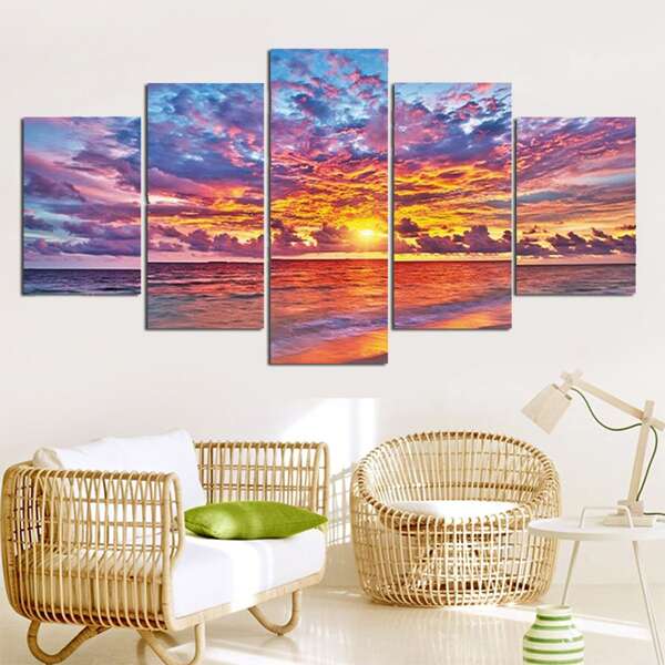 

5pcs Scenery Pattern DIY Diamond Painting Without Frame, Multicolor