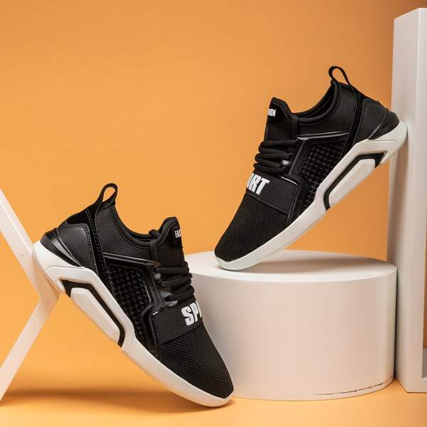 

Letter Graphic Lace Up Front Sneakers, Black