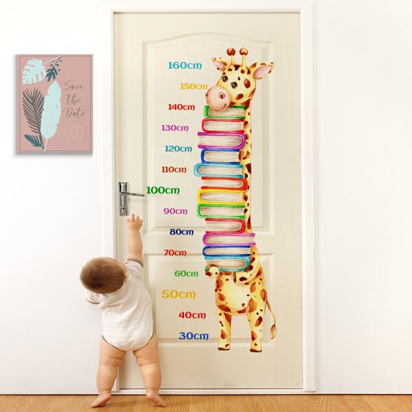 

1set Giraffe Pattern Height Measurement Wall Sticker, Multicolor