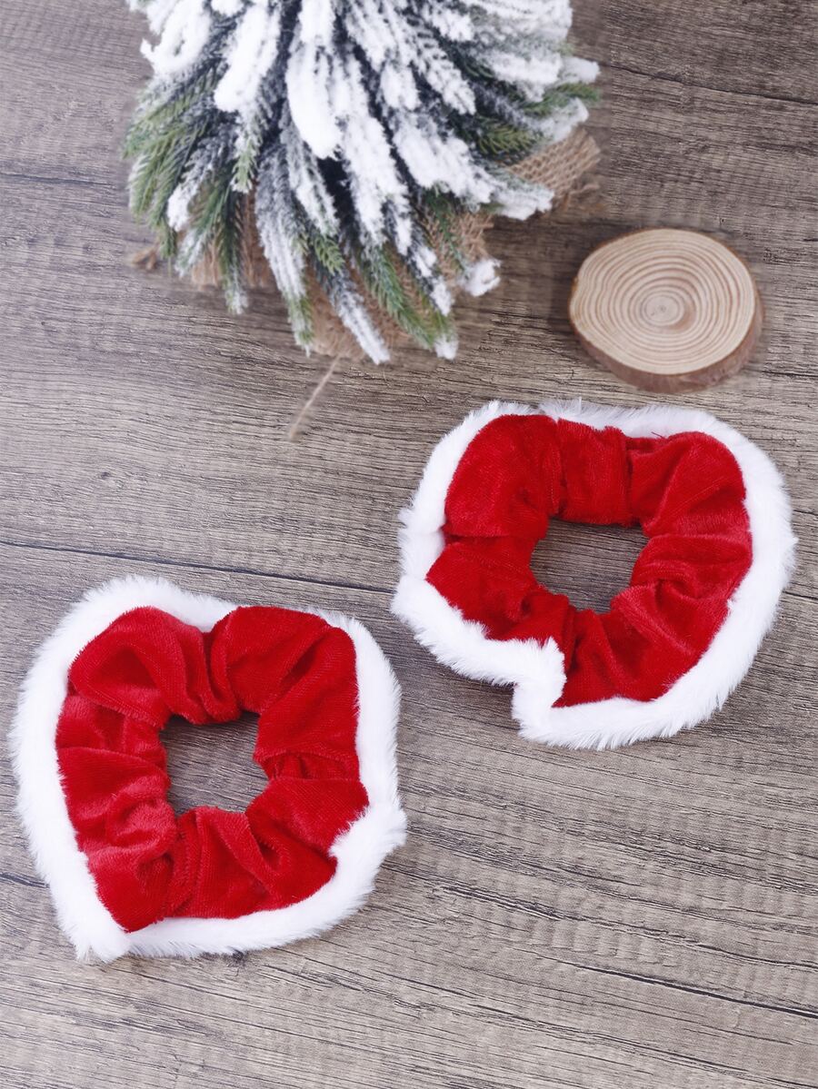 2pcs Christmas Plush Hair Ties - Multicolor - View 1