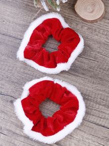 2pcs Christmas Plush Hair Ties - Multicolor - View 2