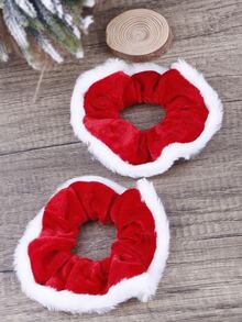 2pcs Christmas Plush Hair Ties - Multicolor - View 3