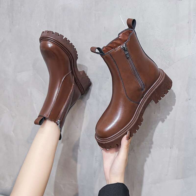

Minimalist Side Zip Boots, Brown