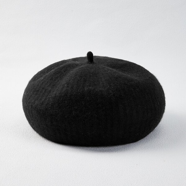

MINIMALIST WOOLEN-BLEND BERET, Black
