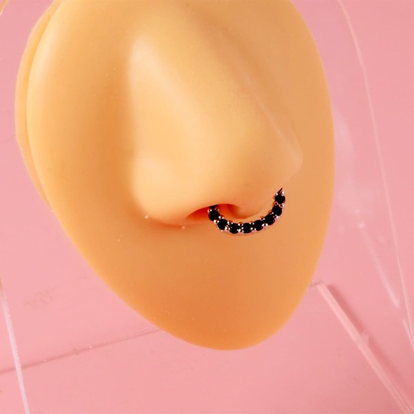 

Zircon Decor Nose Ring, Black