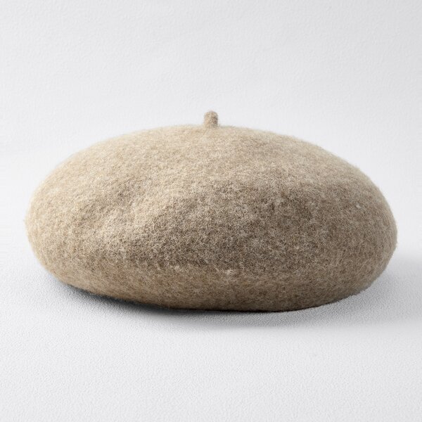 

MINIMALIST WOOLEN-BLEND BERET, Mocha brown