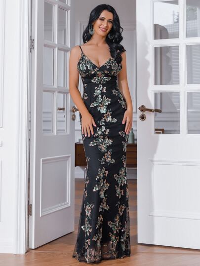 Missord Appliques Mesh Prom Dress