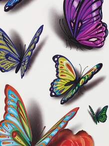 紋身貼紙，1 張蝴蝶圖案女士臨時紋身，動物紋身貼紙成人，看起來真實假紋身，適合女士和女孩 - 彩色 - 查看 3