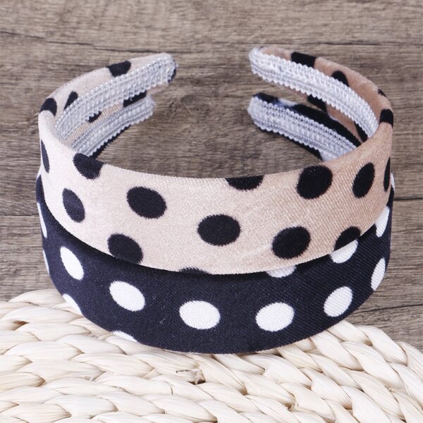 

2pcs Polka Dot Print Wide Headband, Multicolor
