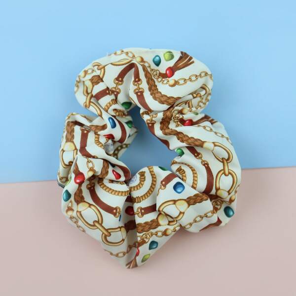 

Chain Print Pleated Scrunchie, Multicolor