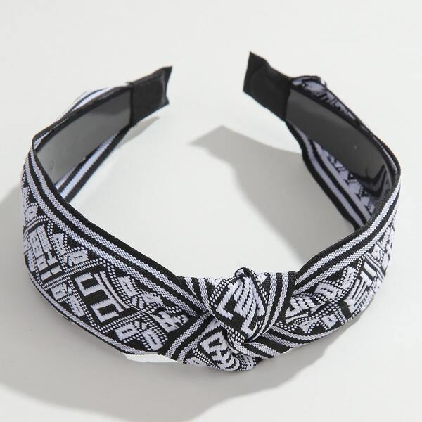 

Knot Design Wide Headband, Black and white