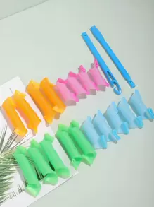 18入組便攜式魔術捲髮器髮型配件捲髮器髮型設計工具DIY捲髮器