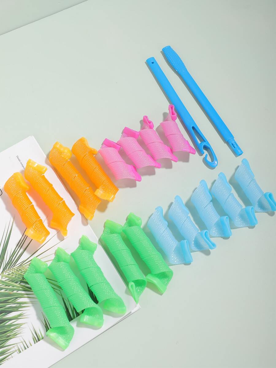 18入組便攜式魔術捲髮器髮型配件捲髮器髮型設計工具DIY捲髮器