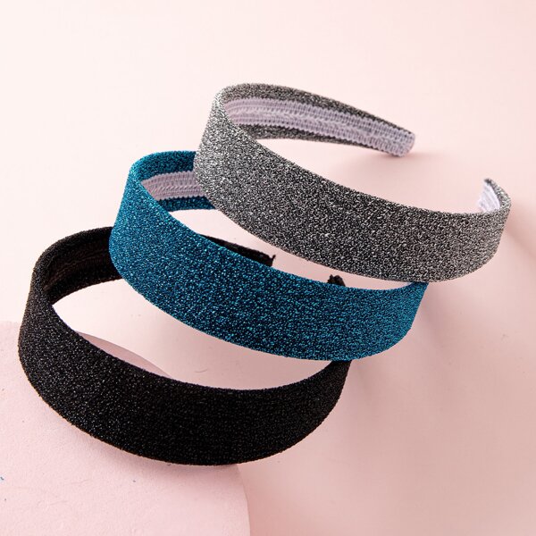 

3pcs Solid Headband, Multicolor