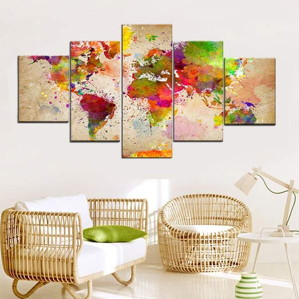 

5pcs Graphic Print DIY Diamond Unframed Painting, Multicolor