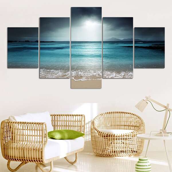 

5pcs Sea Scenery Print DIY Diamond Unframed Painting, Multicolor