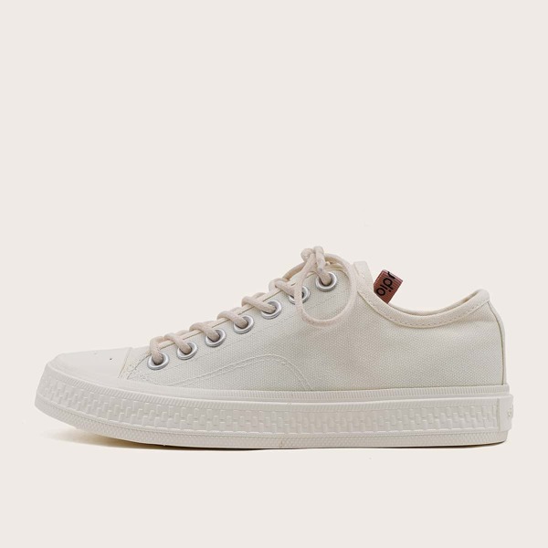 

Letter Tape Decor Canvas Shoes, White