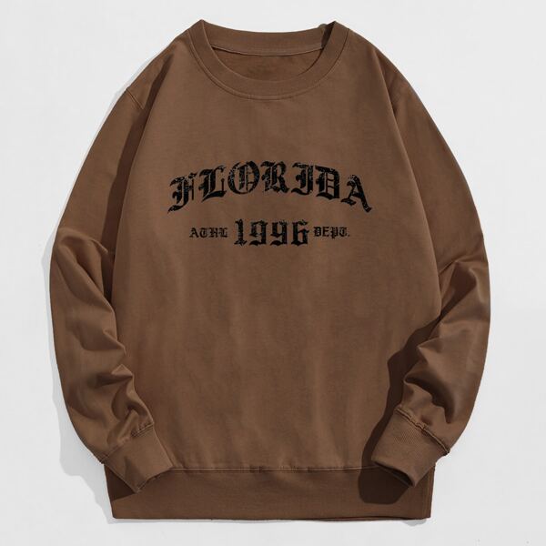 

Men Letter Graphic Sweatshirt, Coffee brown