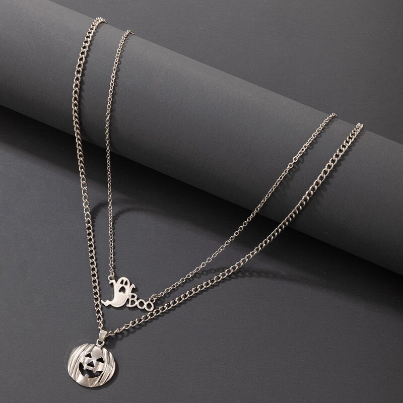 

Halloween Pumpkin Decor Layered Necklace, Silver