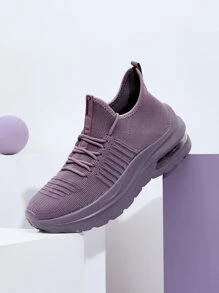 Cuccoo Knit Detail Lace-up Front Running Shoes - Purple - View 10