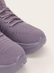 Cuccoo Knit Detail Lace-up Front Running Shoes - Purple - View 4