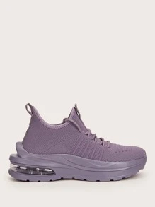 Cuccoo Knit Detail Lace-up Front Running Shoes - Purple - View 3