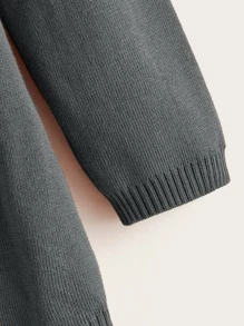 SHEIN LUNE Nữ Cardigans Dây kéo Túi màu trơn Giải trí - Màu xám đen - Xem 3