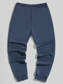 Manfinity Men Letter Graphic Drawstring Waist Joggers - Navy Blue - View 2