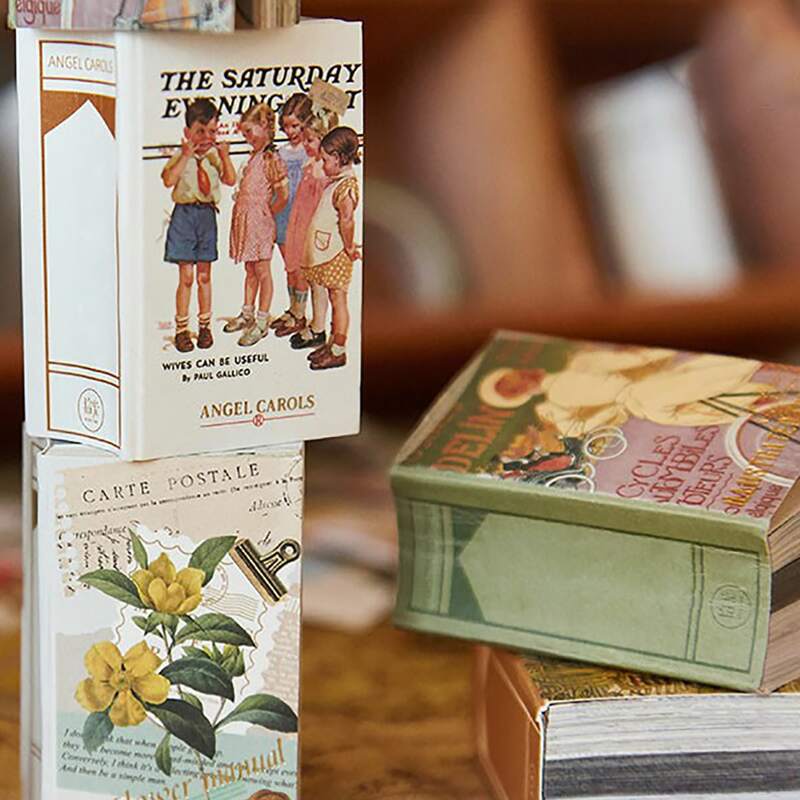 

200pcs Vintage Print Material Paper, Multicolor