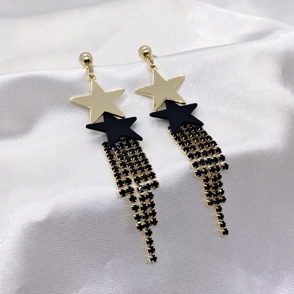 

14K Gold Plated Star Decor Drop Earrings, Multicolor