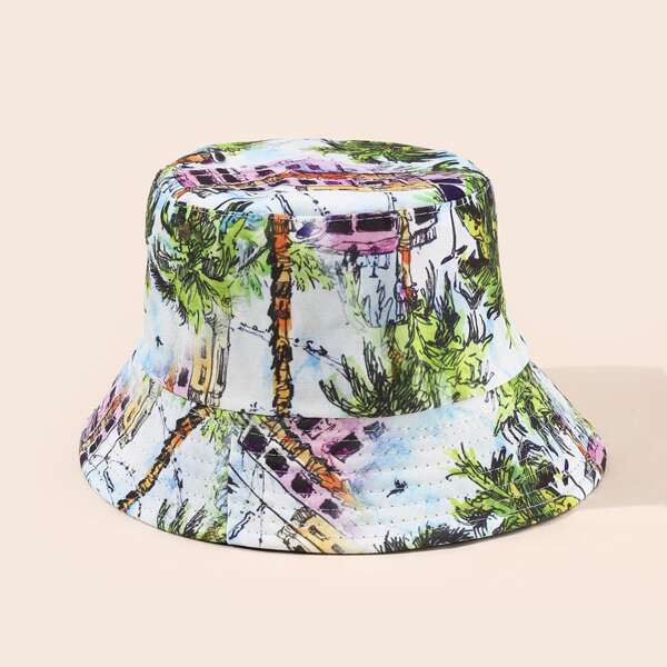 

Tree Print Bucket Hat, Multicolor
