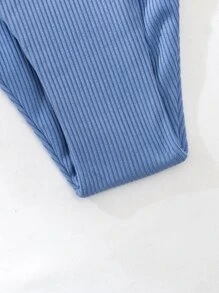 SHEIN Swim Summer Beach Ribbed Underwire High Cut Bikini