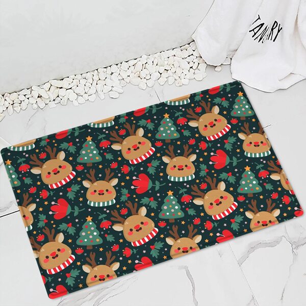 

Christmas Elk Print Bath Rug, Multicolor