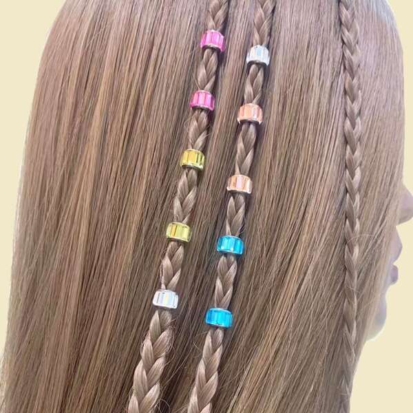 

10pcs Rhinestone Decor Hair Ring, Multicolor