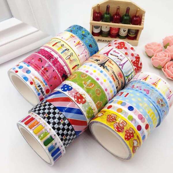 

3rolls Random Pattern Washi Tape, Multicolor