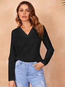 SHEIN LUNE بلايز نسائية الصاف كاجوال