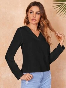 SHEIN LUNE بلايز نسائية الصاف كاجوال