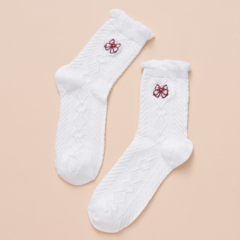 

Bow Embroidered Socks, Multicolor