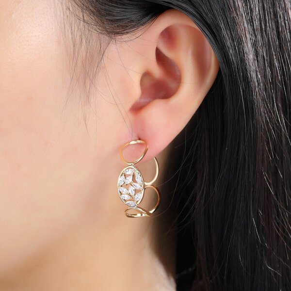 

14K Gold Plated Hollow Out Cuff Hoop Earrings