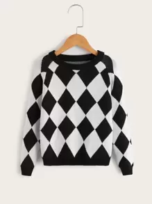 Boys Argyle Pattern Raglan Sleeve Sweater